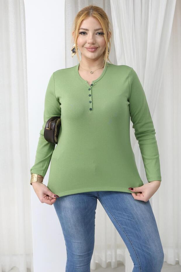 Plus Size Cotton Stretch Fabric Basic Blouse - 2