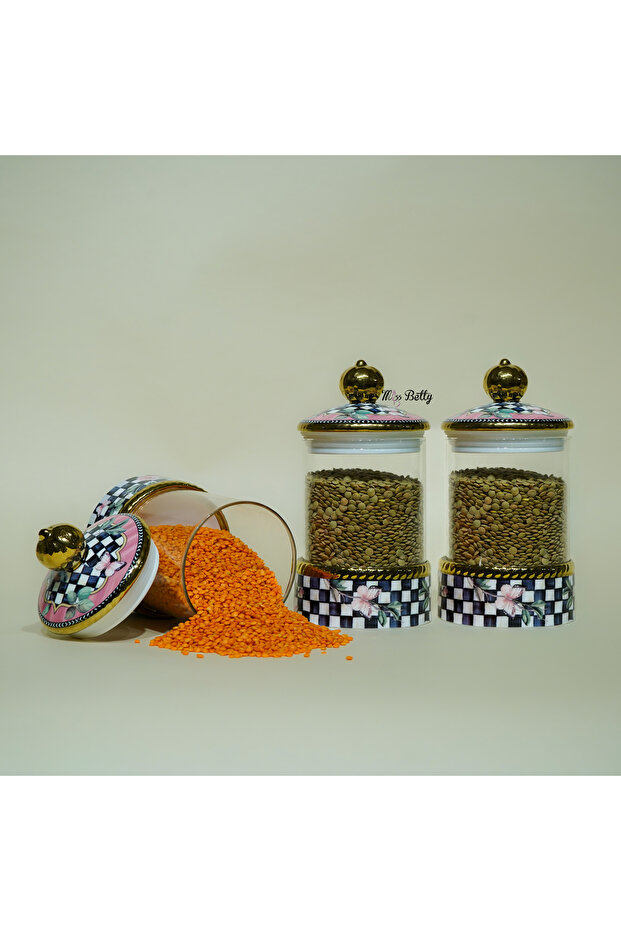 Paradise 3-Piece Glass Porcelain Flat Jar Set