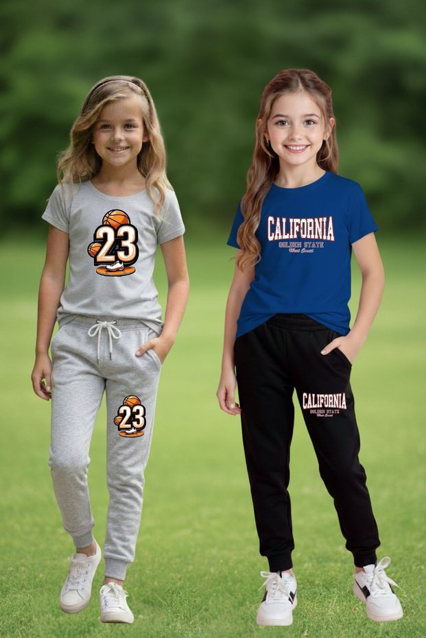 Buseyiz Kids Multi-Colored Girl's Printed Bottom Top Set