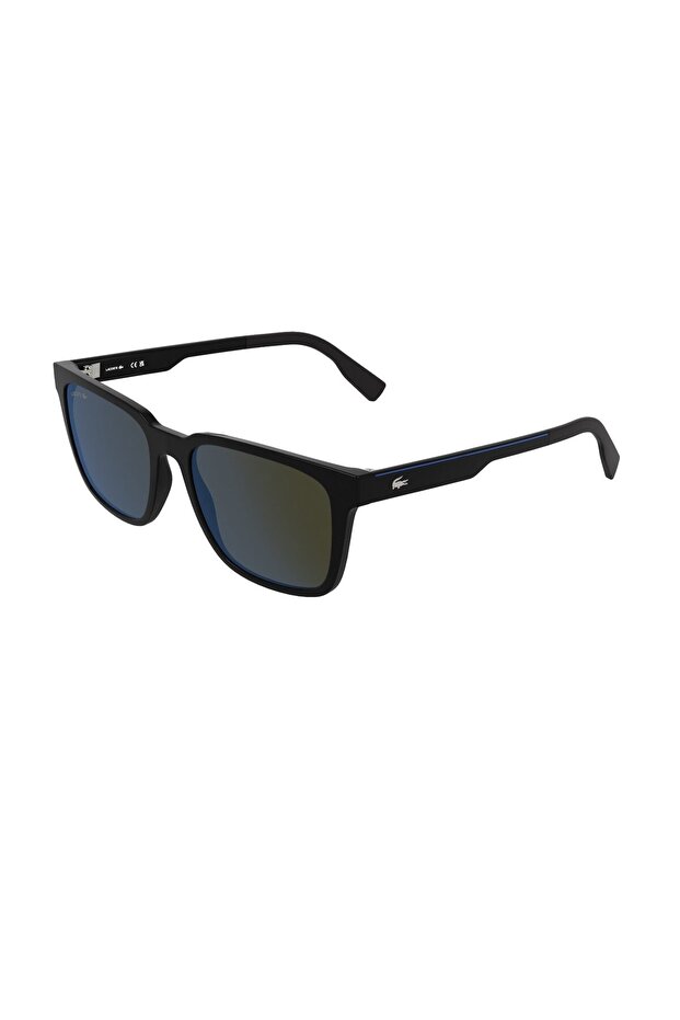 L 6077S 001 55 Unisex Rectangular Black Mirrored Bone Sunglasses
