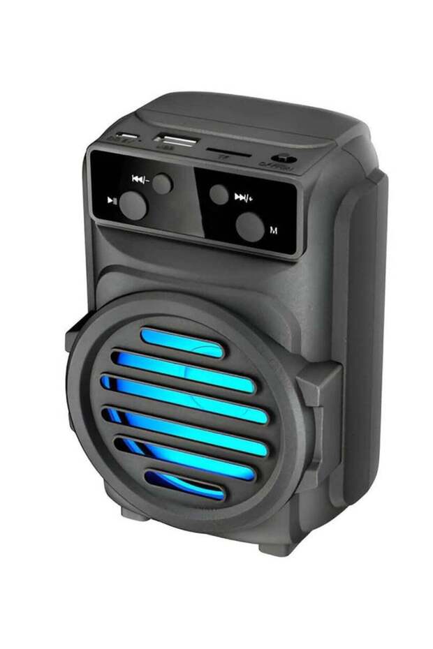 Black Portable Bluetooth Speaker with Colored LED Light - 1