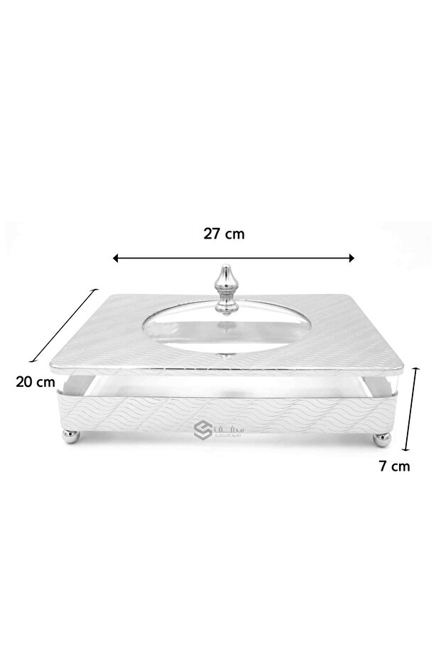 صحون حلويات فضي مستطيلة 1.10 لتر - 2