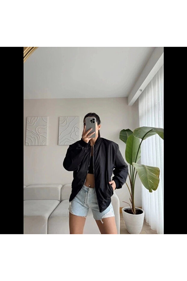 معطف بومبر أسود - أسود - - 2