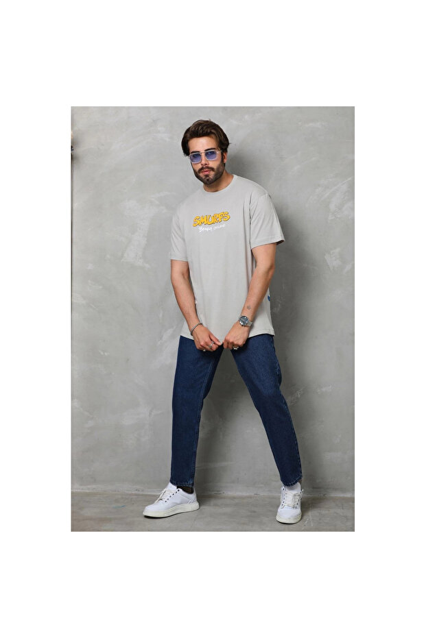 تي شيرت بيسك كولور كولار قصة فضفاضة - رمادي - - 6