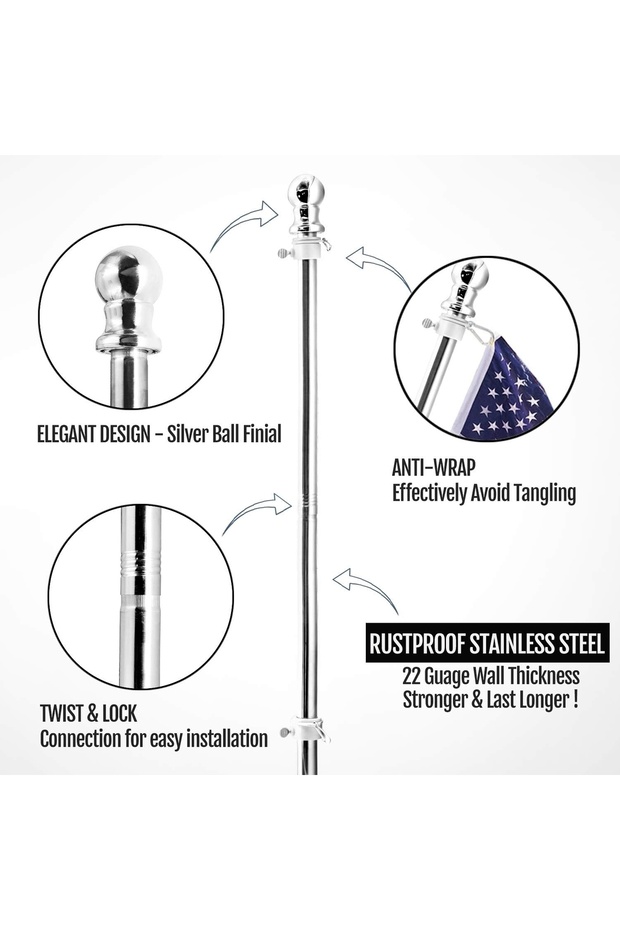 Flag Stand, 180 cm, Silver - 4