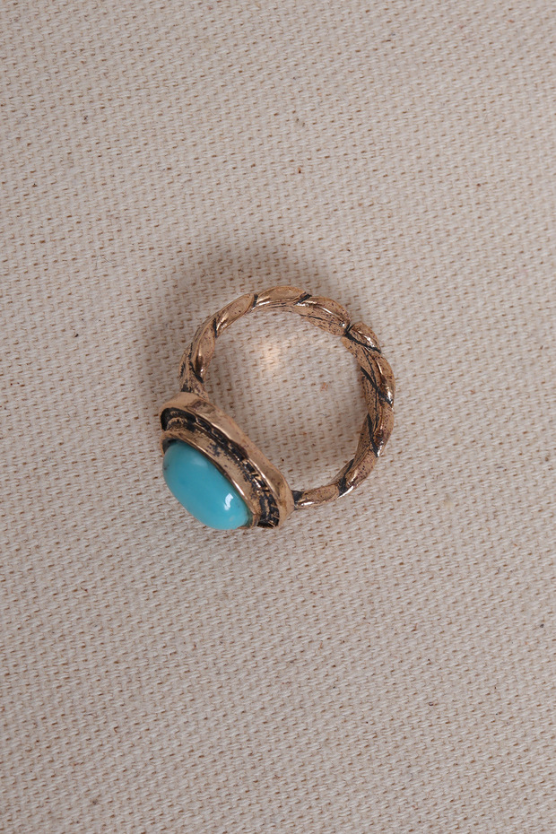 Turquoise Stone Twisted Authentic Ring - 2