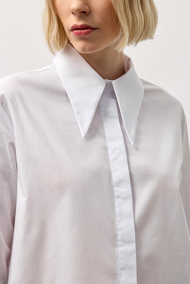 Beyaz Çift Manşetli Regular Gömlek - 6