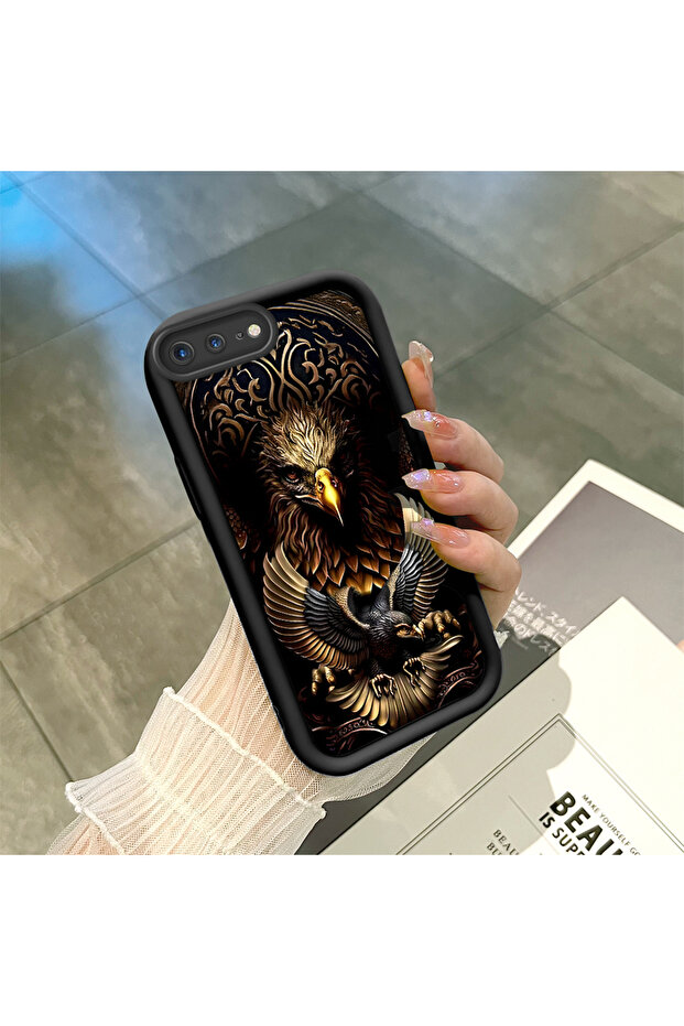 حافظة هاتف آيفون 8 بلس متوافقة مع الهاتف، حافظة هاتف رفيعة وناعمة من السيليكون بنمط النسر - 2