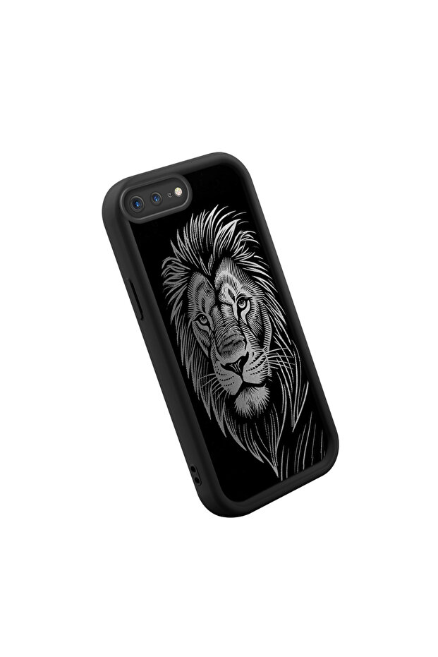 حافظة هاتف آيفون 8 بلس متوافقة مع غطاء الهاتف المصنوع من السيليكون الناعم الرقيق بنمط الأسد - 3