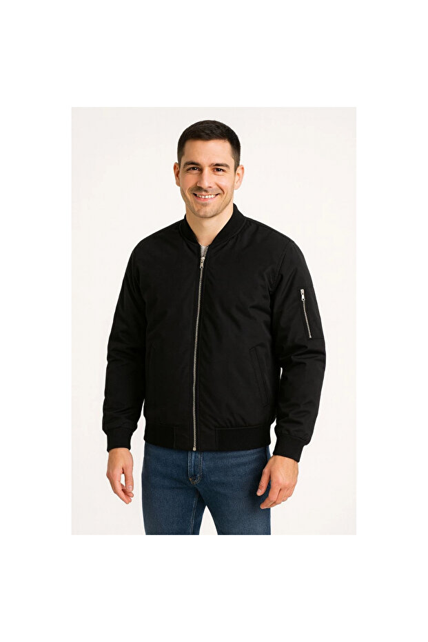 جاكيت بومبر - أسود - - 5