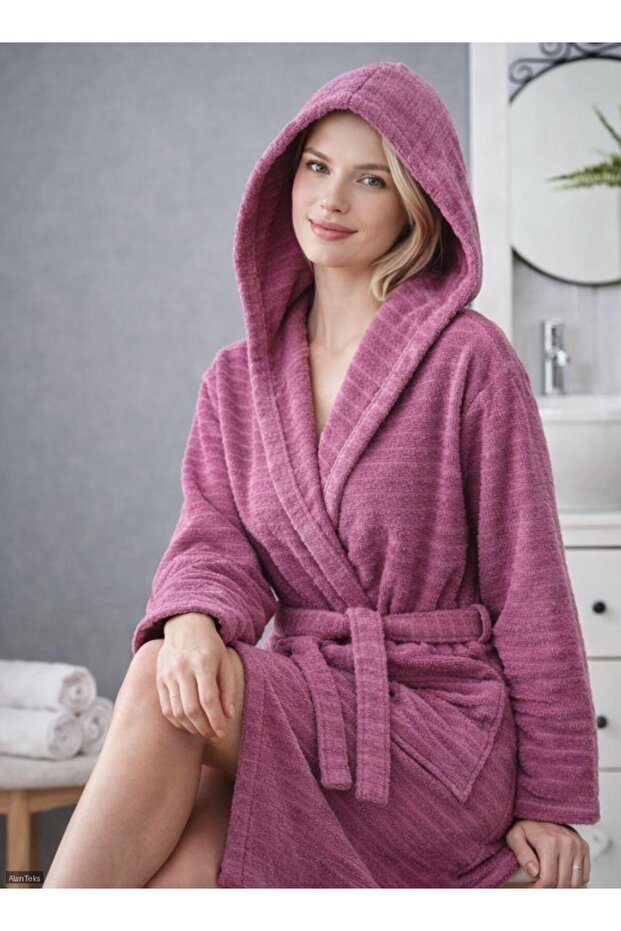 Cotton Piece Hooded Bathrobe for Women and Men Pocketed Hooded Premium Bathrobe