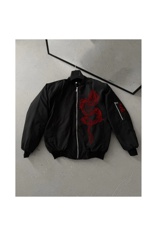 Black Bomber Jacket – Red - - 1