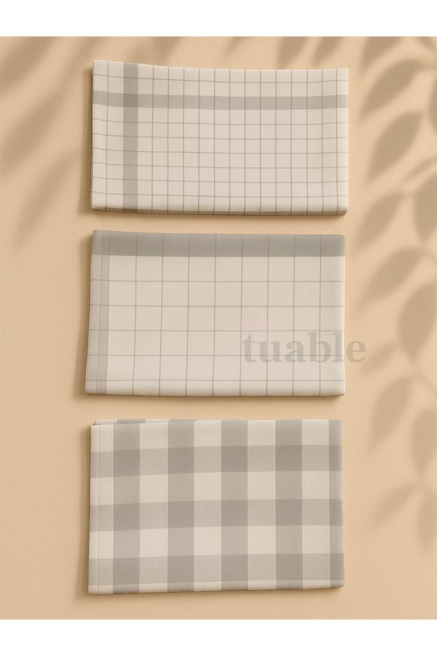 Monika 3-Piece Gray Set of Cotton Drying Cloths 45X65 cm – Water Absorbent, Soft, Colorful Kitchen Towels