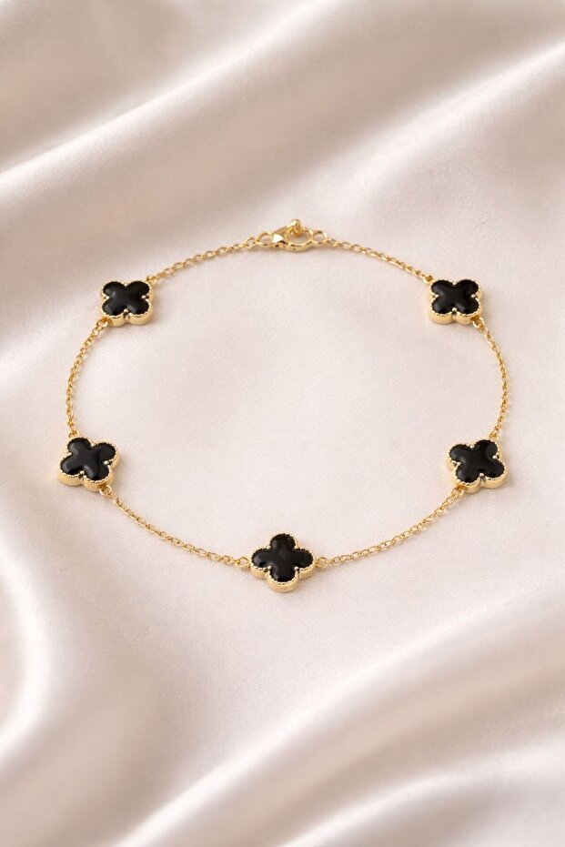 Black Gold Chain Steel Clover Bracelet