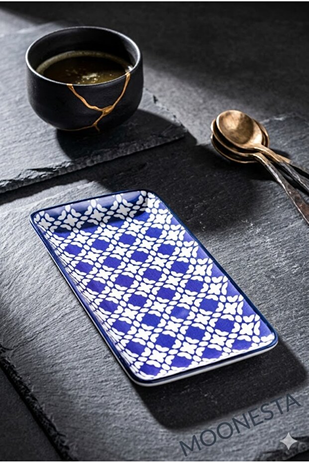 طبق مستطيل من Rêve Bleu Brest New Bone China