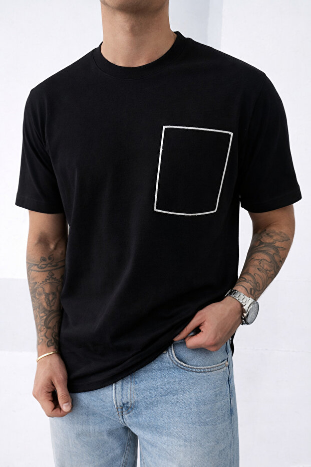 Men's Square Patterned Regular T-Shirt - 1