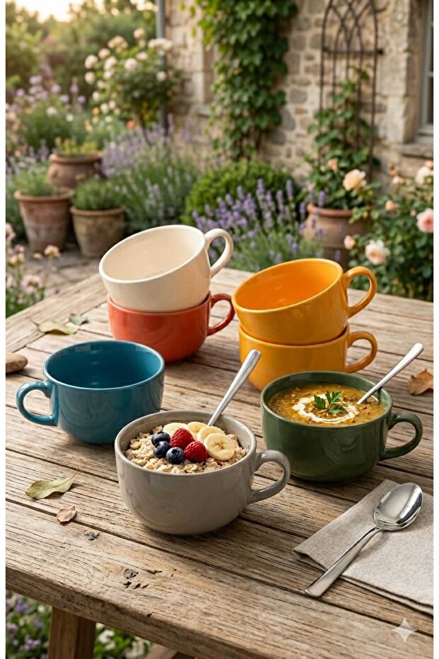 Jumbo Bowl Series - 6 Pieces - Multi-Purpose Colorful Glossy Bowls -