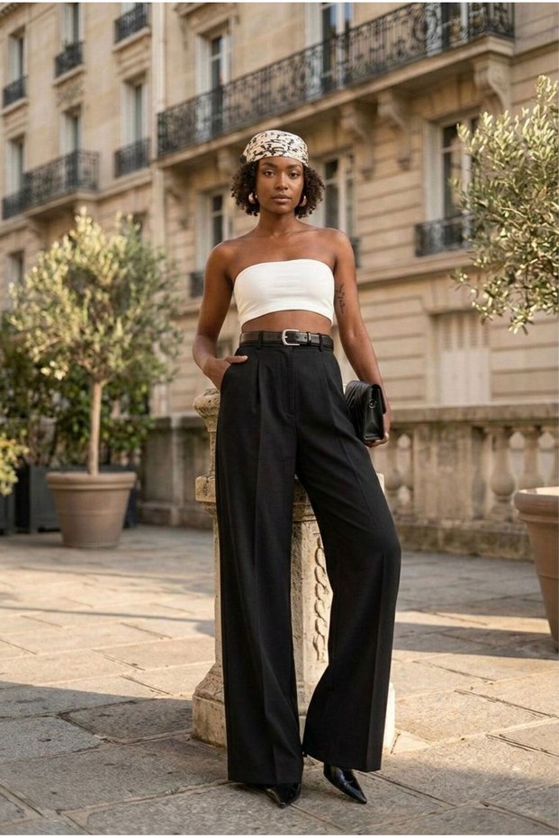 Women's Imported Doubleface Fabric Trousers K Belt I L Stretch Fabric Does Not Fade When Pulled