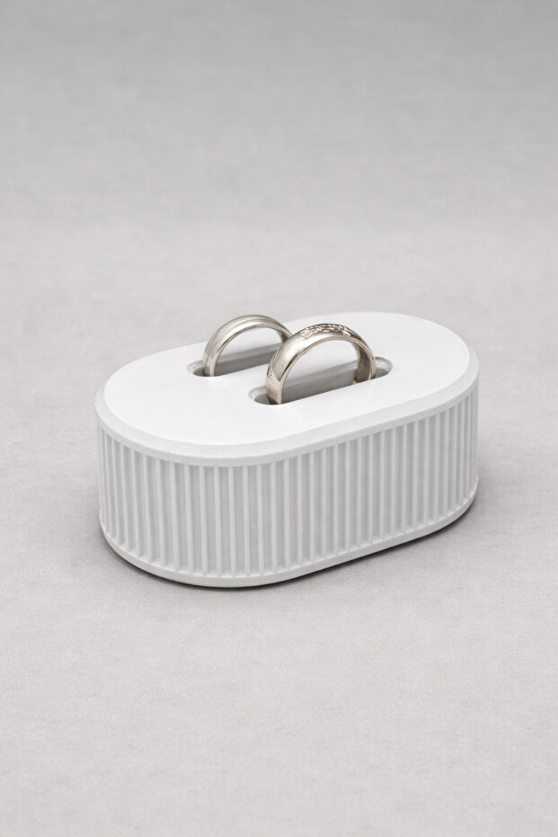 🤍   حامل خاتم مزدوج بتصميم بسيط - أبيض - 3