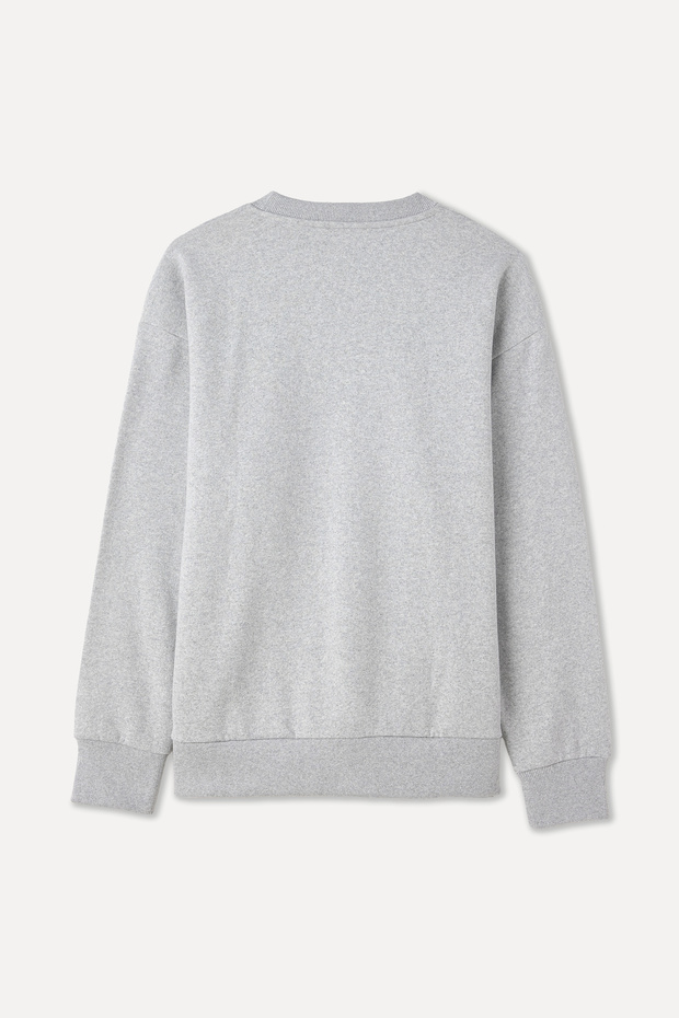 BASKILI BİSİKLET YAKA OVERSIZE SWEATSHIRT - 7