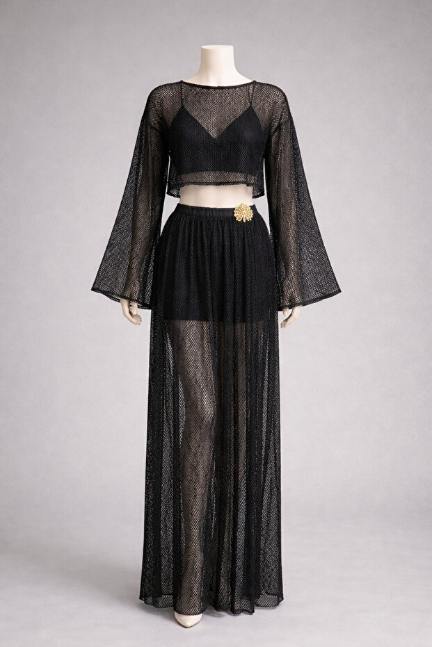 طقم شاطئ شبكي مكون من قطعتين علوية وسفلية - 2