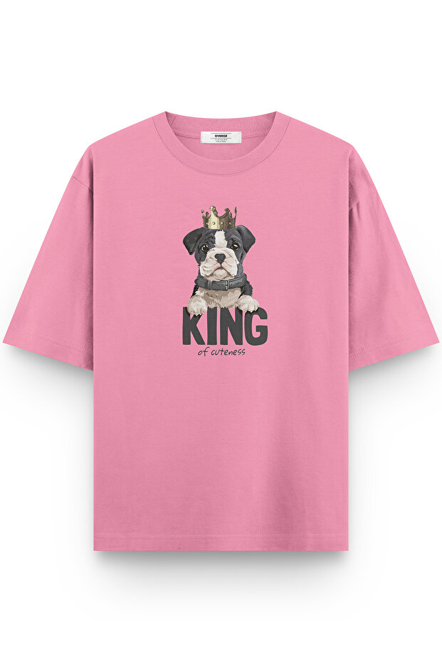 تي شيرت King Dog مطبوع باللون الوردي مقاس شبه كبير 1033