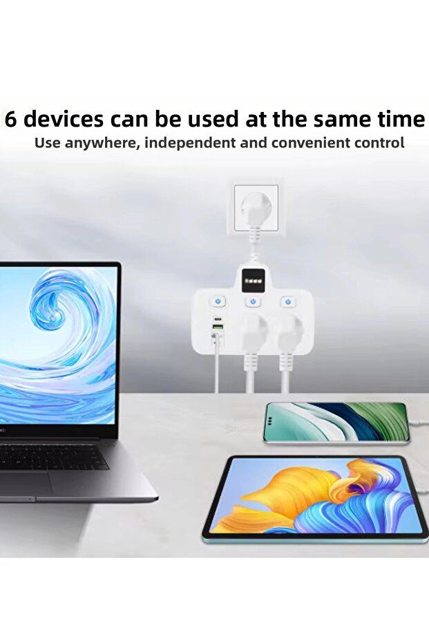 ieg ™   Vtn-503 مقبس حائط محمي من التيار الكهربائي 2x USB 2x مقبس كهربائي من النوع 20 واط - 3