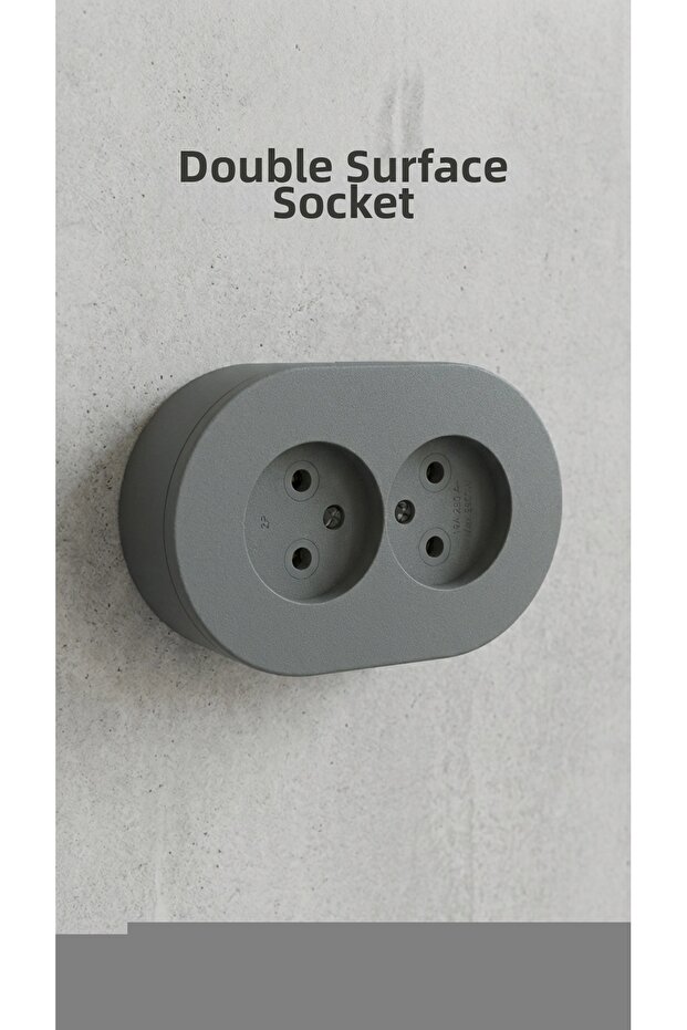 Anthracite Double Surface-Mounted Grounded Socket - Modern and Durable Electrical Solution - 1