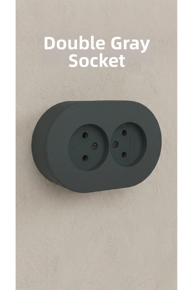 مقبس كهربائي مزدوج التأريض مثبت على السطح بلون أنثراسايت - 1