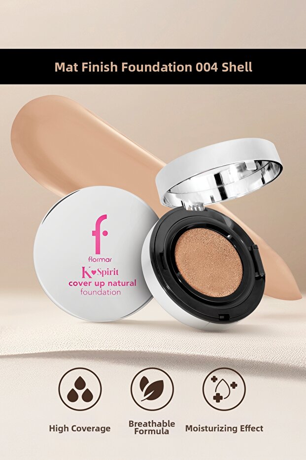 K-Spirit Cover up Intense Coverage Smooth Semi-Matte Finish Cushion Foundation - 004 Shell