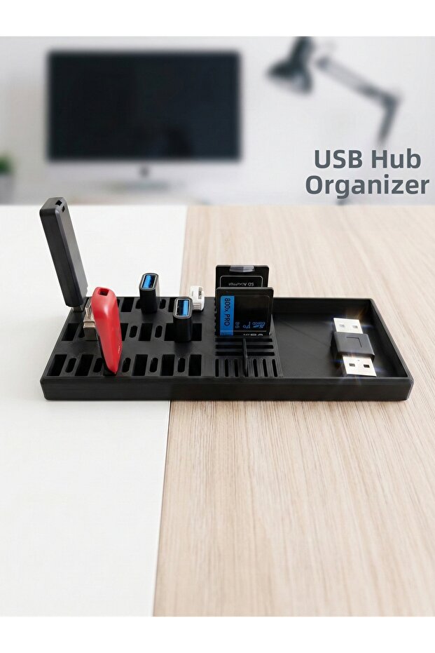 Multi-Compartment USB Flash Drive, Flash Disk, and Memory Card Organizer Desktop Organizer Stand