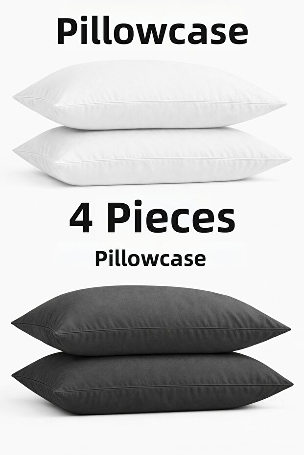 Cotton Pack of 4 Pillow Covers White-Anthracite 50X70 cm