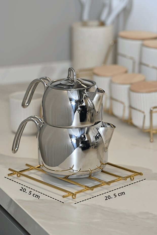 Golden Flat Bar Fireproof Trivet, Countertop Coaster - Metal Rustproof