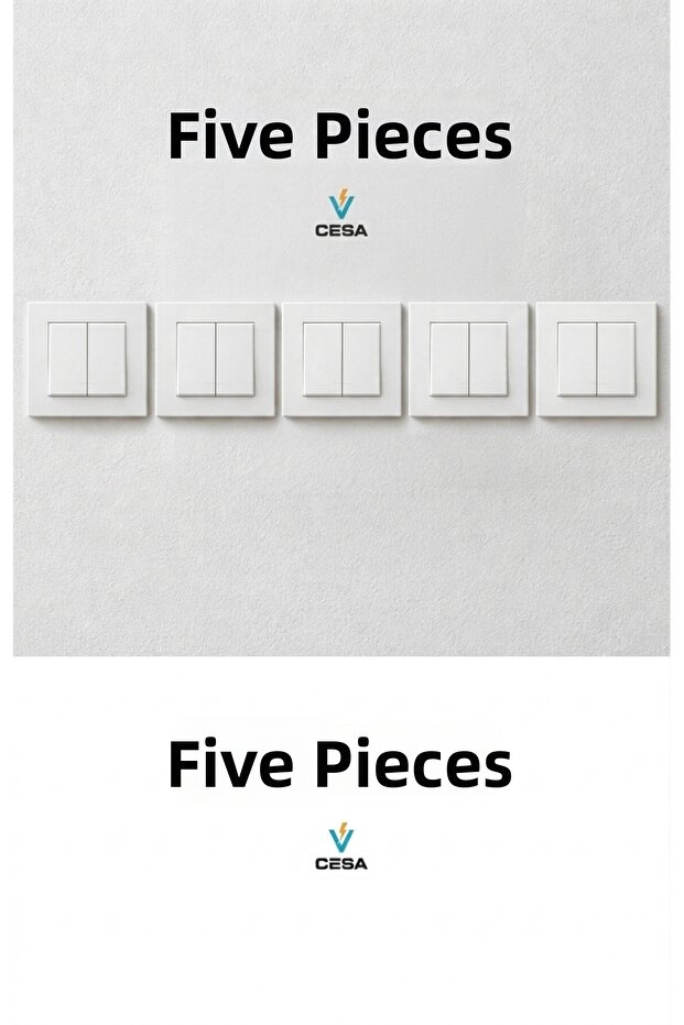 Elbi̇ Neo Double White Switch with Frame 5 Pieces