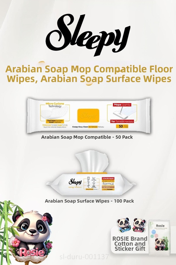 4 XLarge Floor Cleaning Towels with Arabian Soap Additives 50 Sheets, Surface Wipes with Arabian Soap 100 pcs