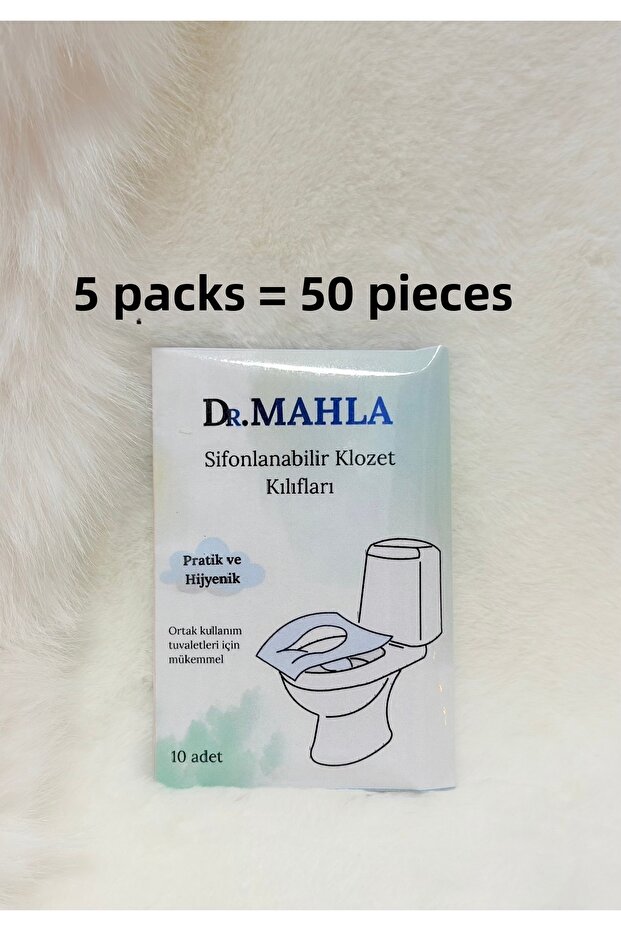 5 Packs - 50 Pieces - Toilet Seat Cover Seyahet Size - Disposable - Water Soluble