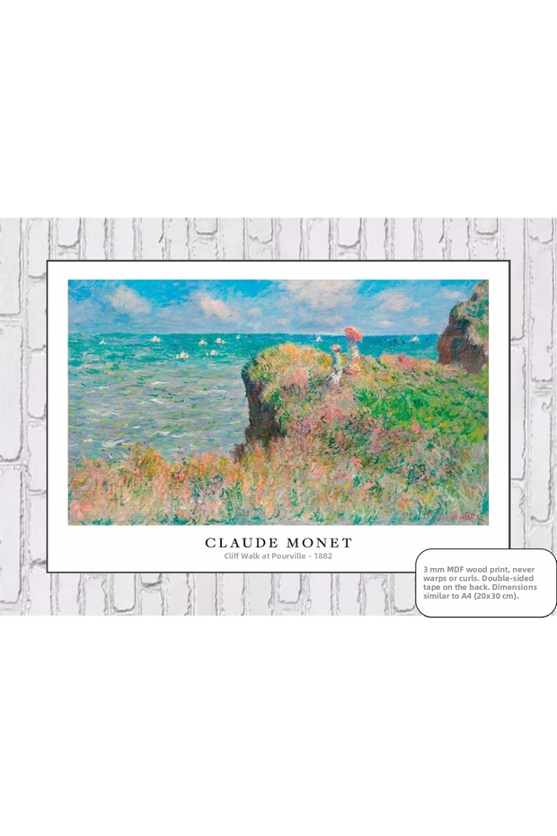 Claude Monet Cliff Walk at Pourville Painting Mdf Painting Wooden Poster