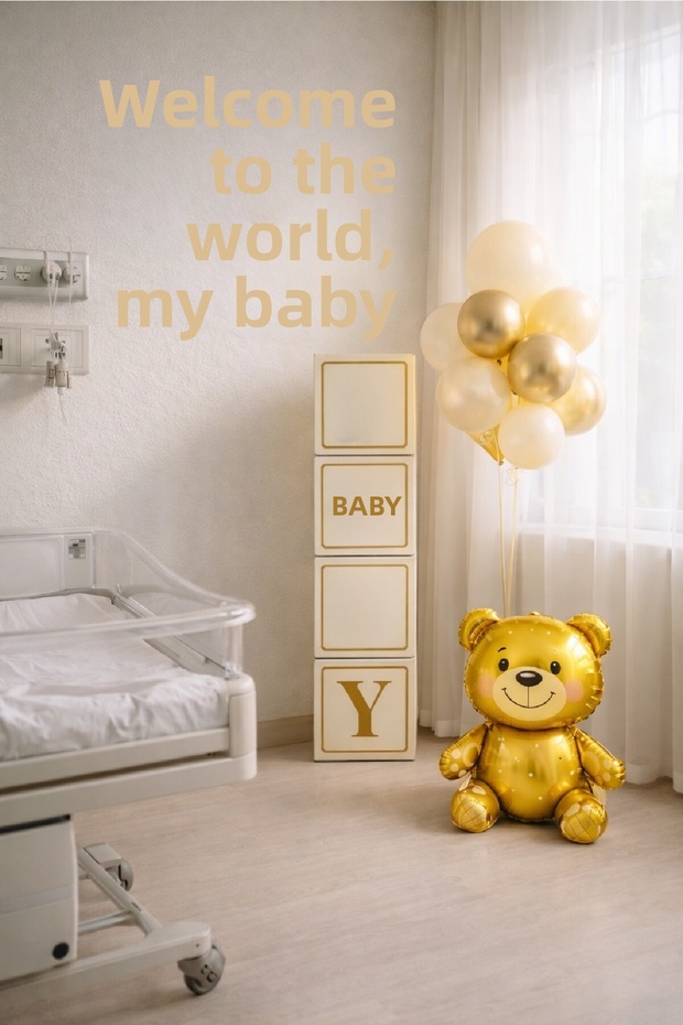 New Born Welcome Baby Shower Hospital Room Decoration Bear Baby Balloon Bundle Decoration Set