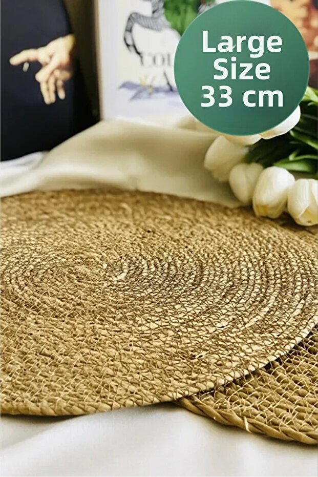 Woven Jute Placemat 6-Piece Set Placemat 33 cm Diameter Set of 6