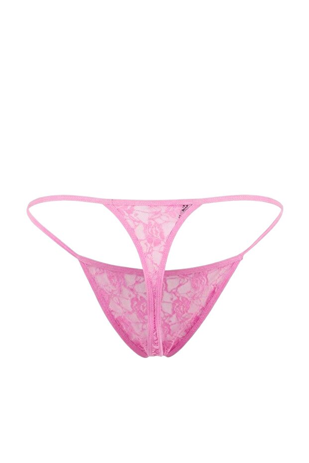 Pembe Dantelli Düğmeli Askılı Kapsız Külotlu Babydoll/Fantezi Gecelik TBBSS26DH00006 - 10