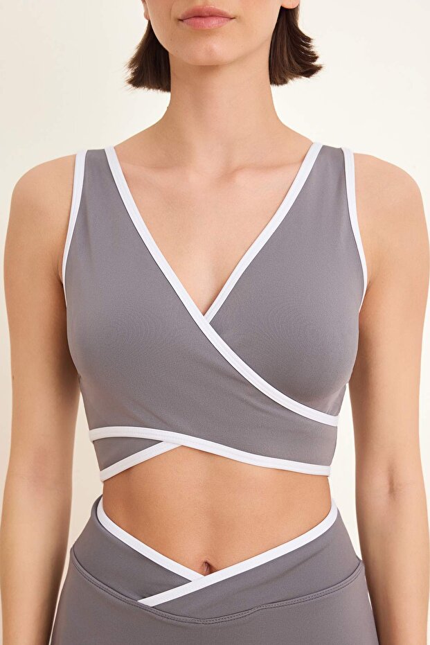 Gri Destekli/Şekillendirici Örme Spor Sütyeni THMSS26SS00009 - 4
