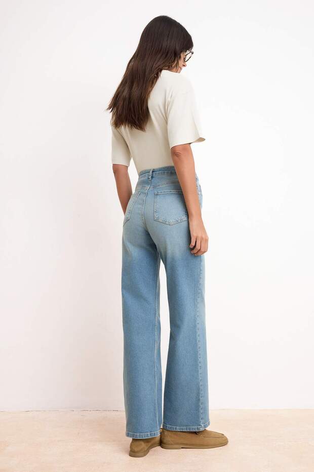 Mavi Yüksek Bel Orta Esnek Wide Leg Geniş Paça Jeans TWOSS26JE00118 - 4