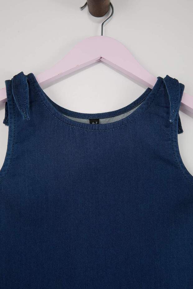 Mavi Kız Çocuk Örme Denim Rahat Form Elbise TKDSS26EL00008 - 5