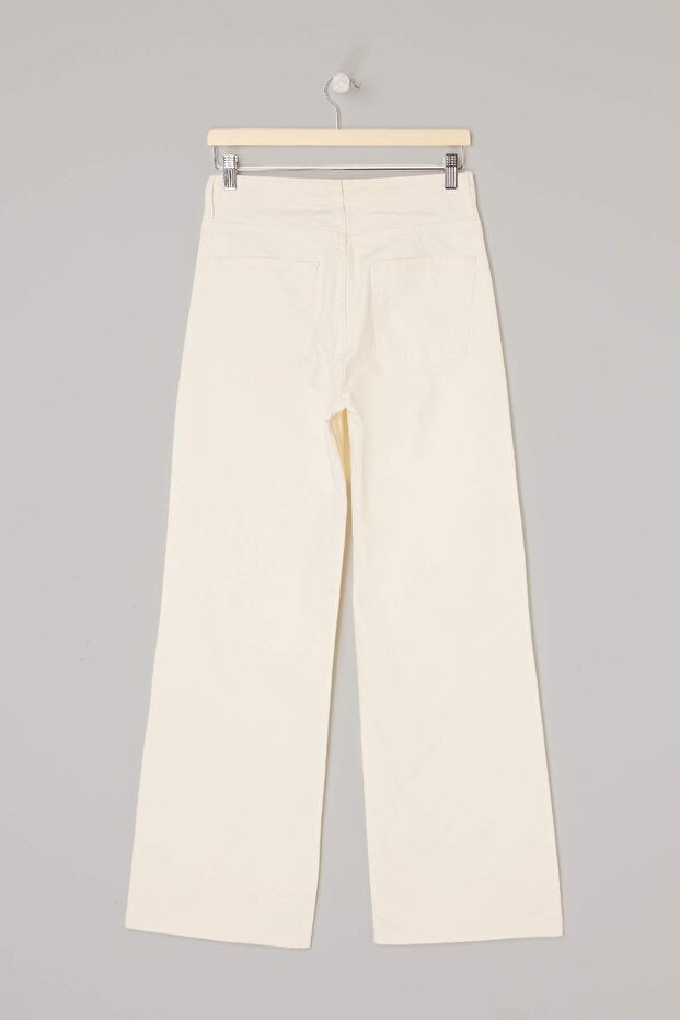 Beyaz Gabardin Basic Wide Leg/Geniş Paça Pantolon TWOSS26PL00098 - 6