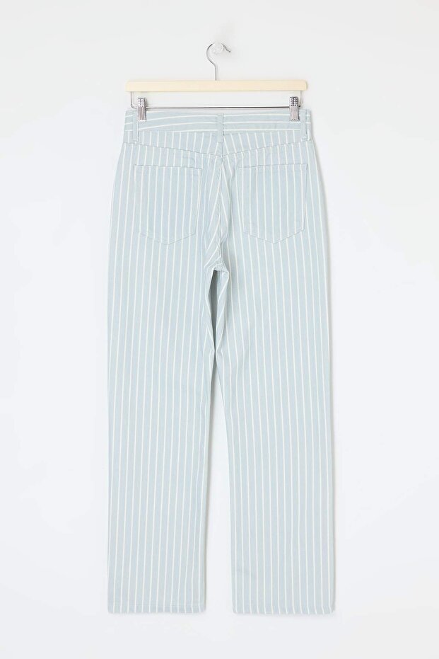 Çok Renkli DÖKÜMLÜ Çizgili Yüksek Bel Straight Düz Kesim Jeans TWOSS26JE00236 - 6