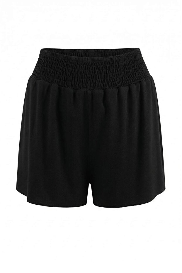 Siyah Örme Süper Mini Gipeli Plaj Şort TBESS26SR00007 - 4