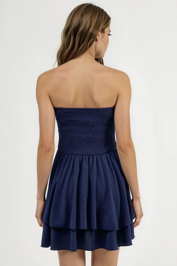 Askısız Volanlı Mini Elbise - 5