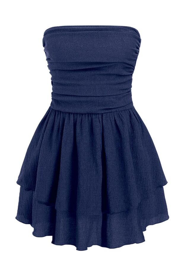 Askısız Volanlı Mini Elbise - 1