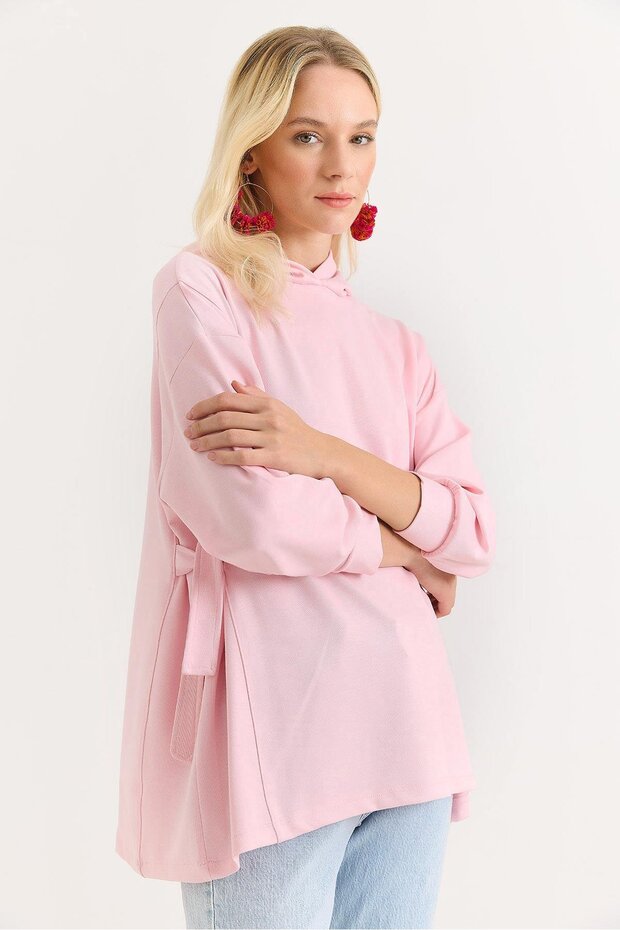 Women's side Tie-Detail Oversized Modal tunic pink