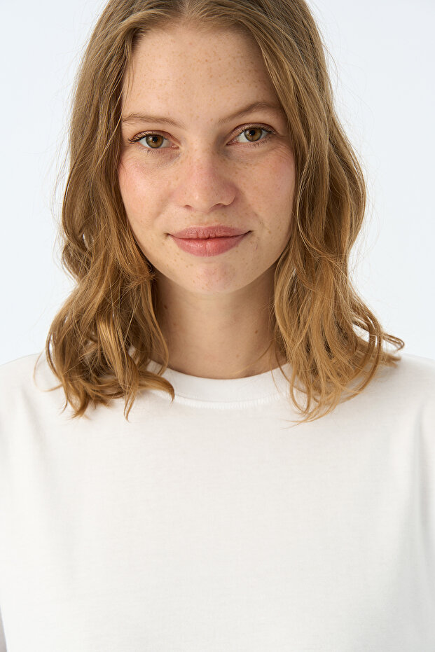 Basic Lightweight T-Shirt - Beyaz - 5